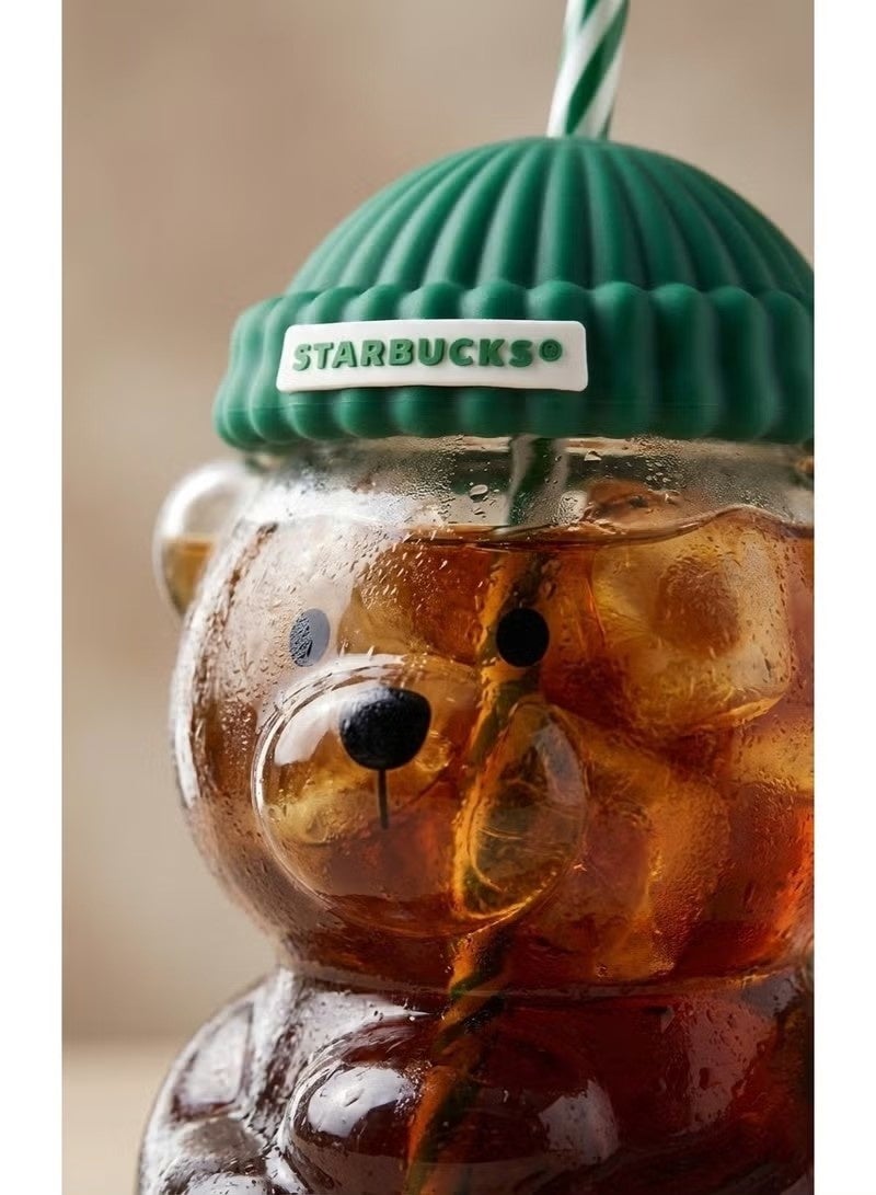 Starbucks كوب زجاجي على شكل دب من ستاربكس سعة 600 مل، كوب ستاربكس بتصميم إبداعي لطيف، مقاوم للحرارة، هدية مثالية - Image 2